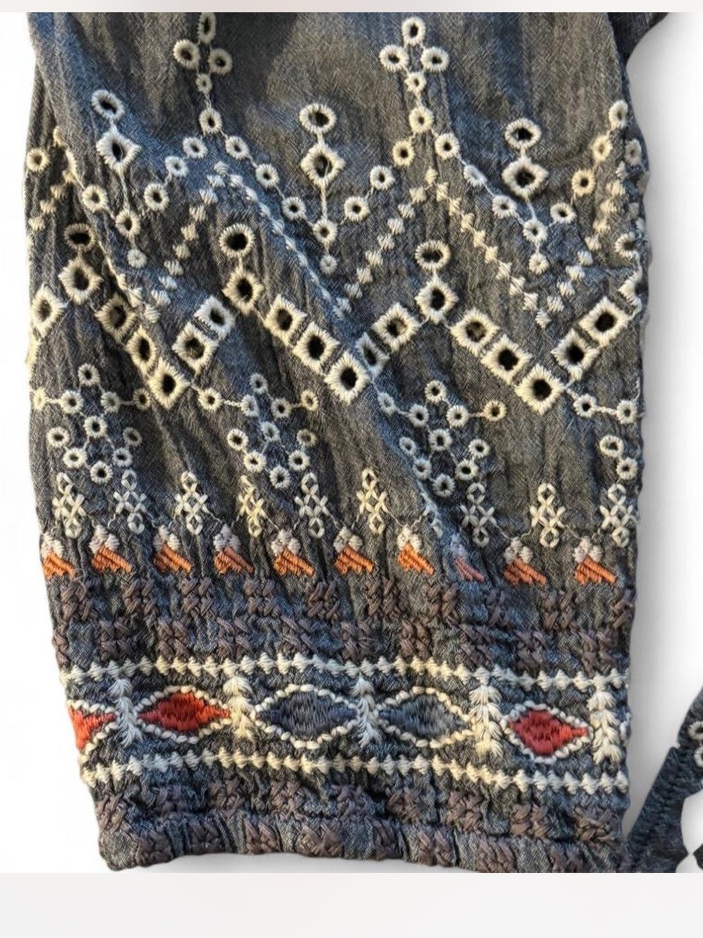 Johnny Was Workshop blue/gray Embroidered Tunic Dress — Size L - Picture 5 of 8